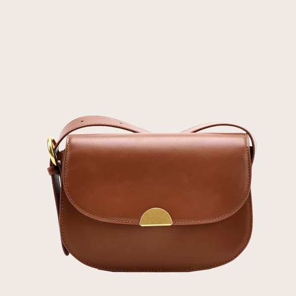 

Metal Decor Flap Shoulder Bag, Brown