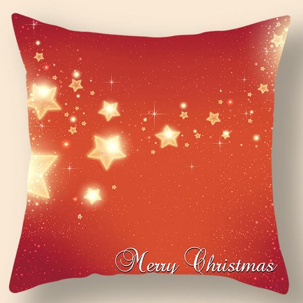 

Christmas Star Print Cushion Cover Without Filler, Multicolor