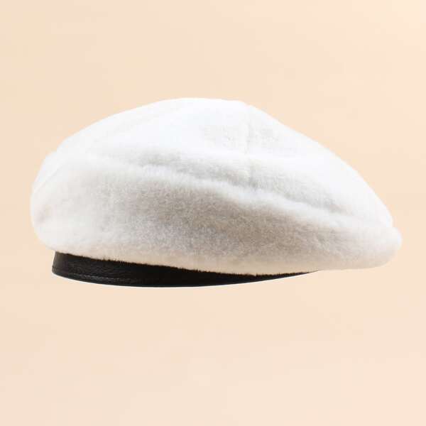 

Plain Fluffy Beret, White