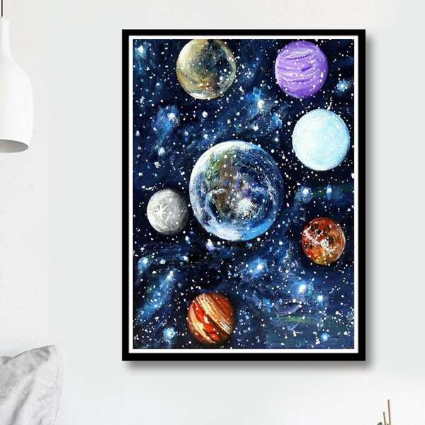 

Planet Print DIY Diamond Painting Without Frame, Multicolor