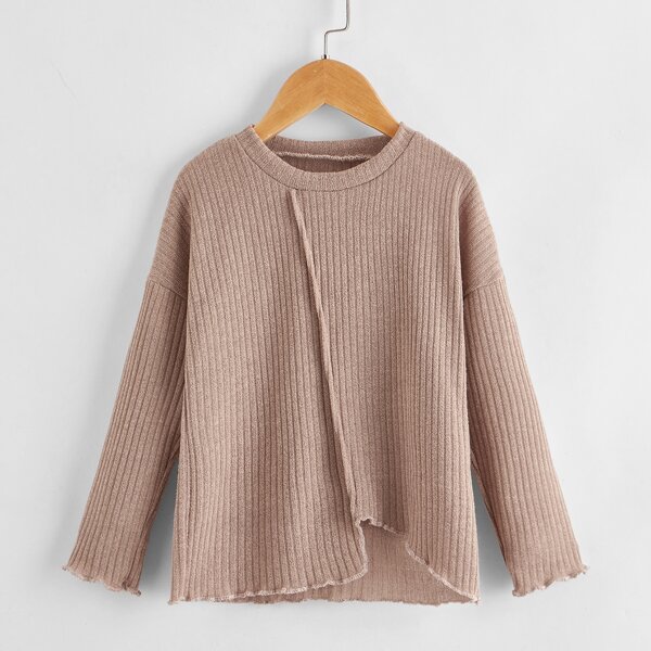 

Toddler Girls Lettuce Trim Rib-knit Tee, Dusty pink
