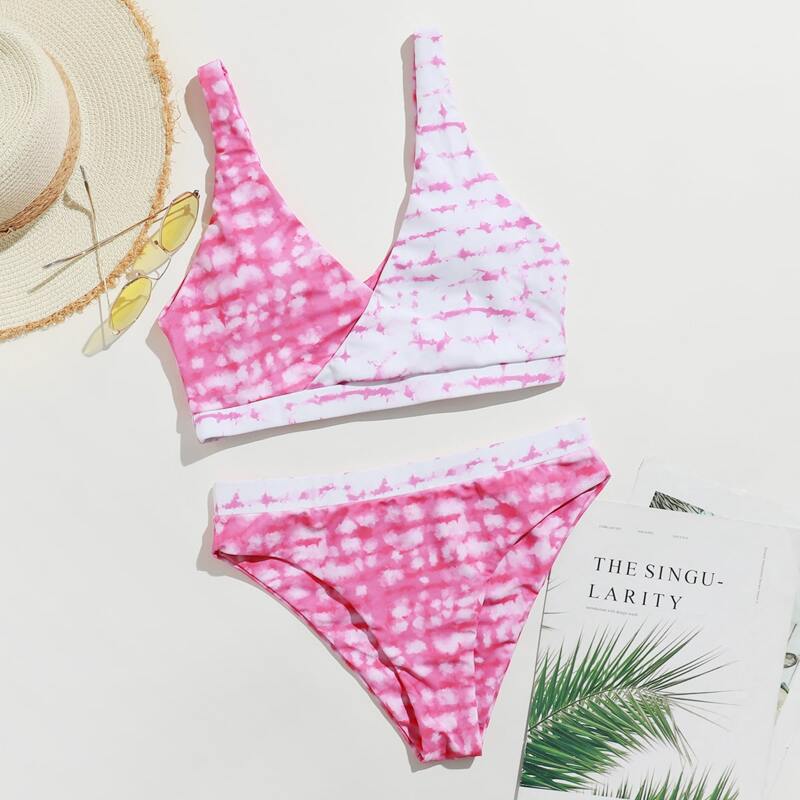 

Tie Dye Wrap Bikini Swimsuit, Pink
