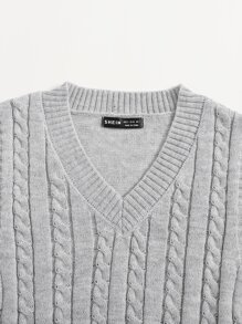 Elamini Cable Knit Sweater Vest - Light Grey - View 4