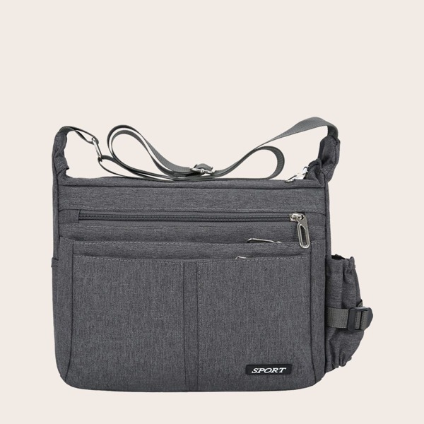 

Men Zip Front Crossbody Bag, Dark grey