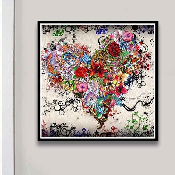 

Flower Print DIY Diamond Painting Without Frame, Multicolor
