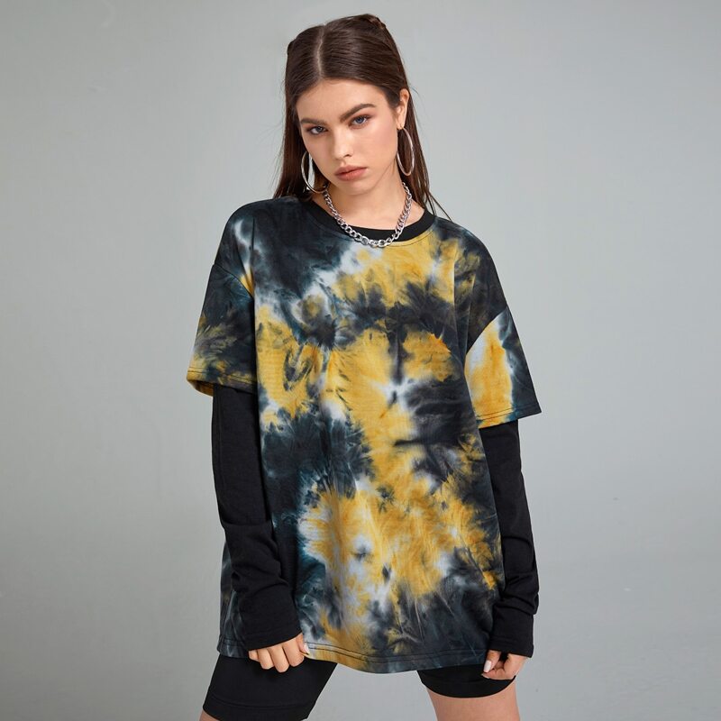 

2 In 1 Tie Dye Oversized Tee, Multicolor