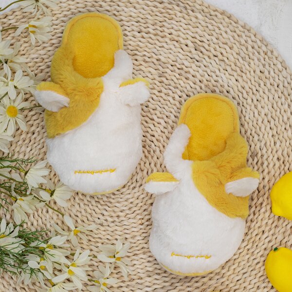 

Letter Embroidered Ear Decor Slippers, White