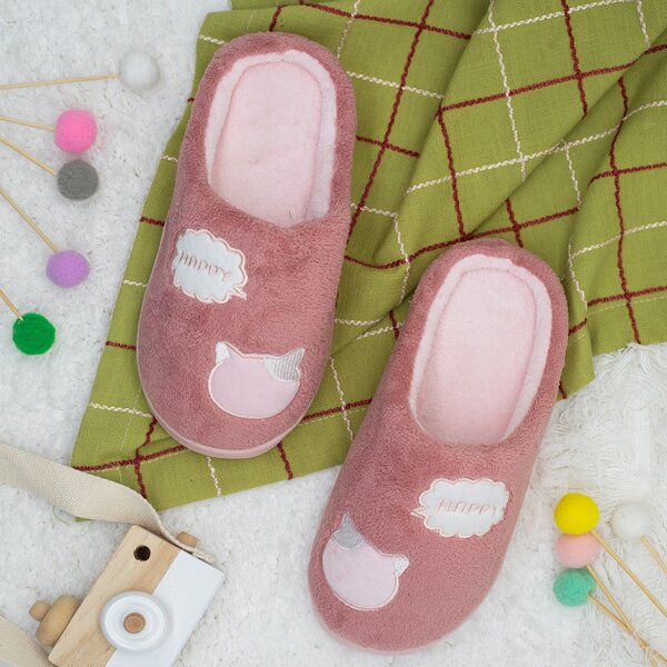 

Cartoon Patch Bedroom Slippers, Pink
