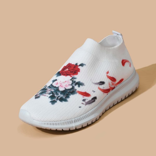 

Slip On Floral Sneakers, White