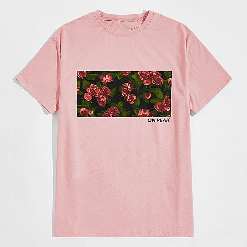 

Guys Letter Flower Graphic Tee, Baby pink