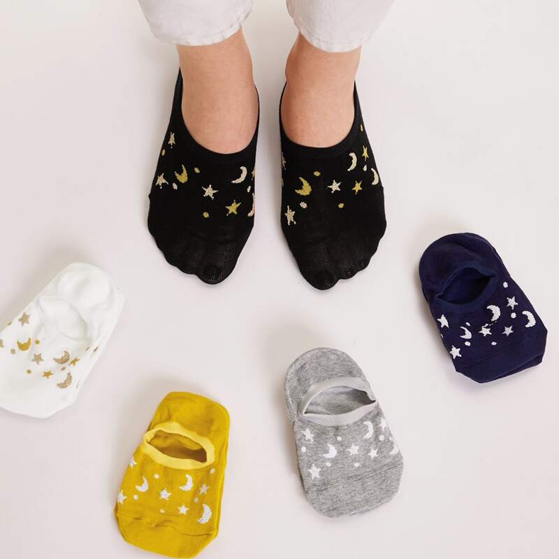 

5pairs Galaxy Print Invisible Socks, Multicolor