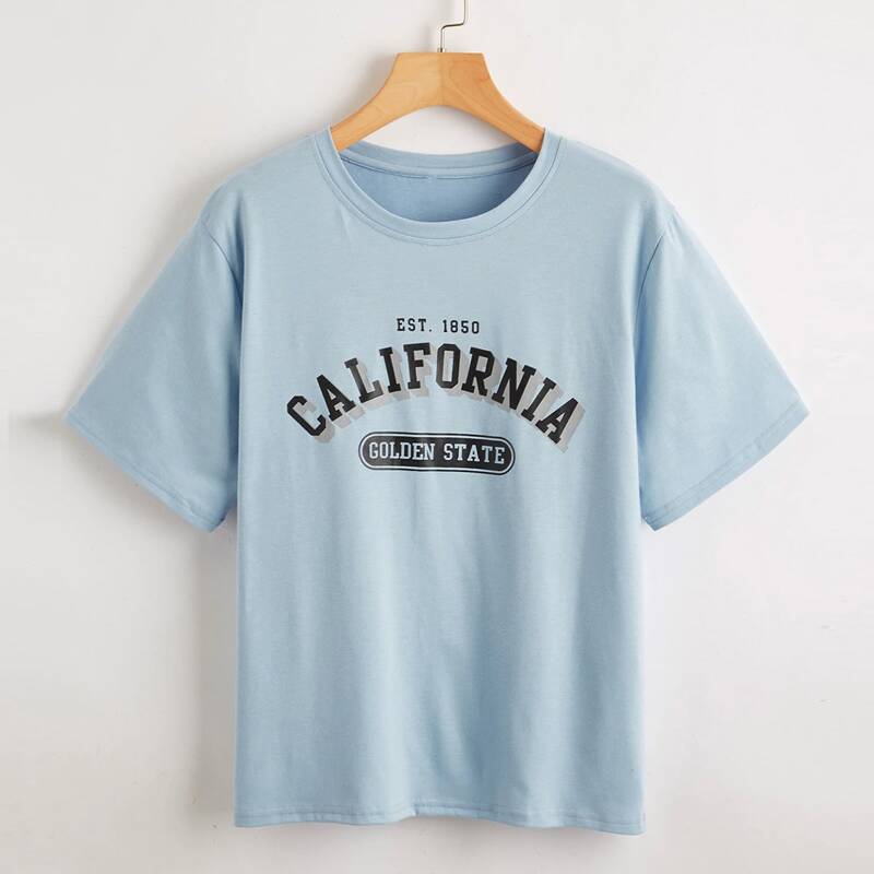 

Letter Print Tee, Baby blue