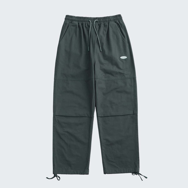 

Men Tie Waist Letter Patched Pants, Dusty blue