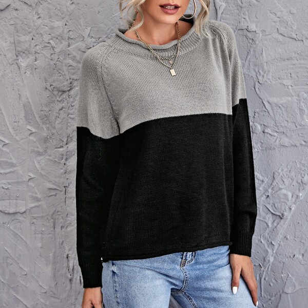 

Two Tone Raglan Sleeve Sweater, Multicolor