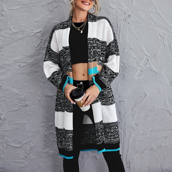 

Drop Shoulder Colorblock Cardigan, Multicolor