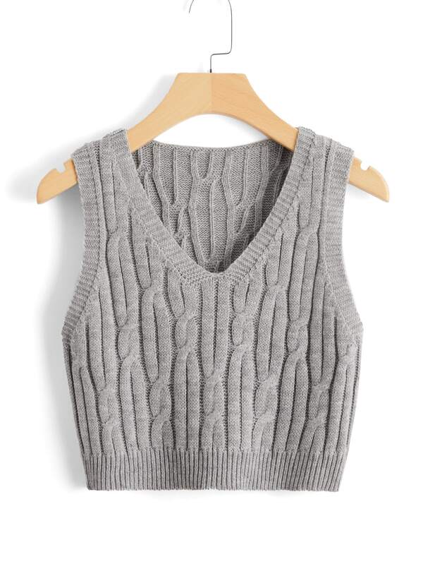 Cable Knit Sweater Vest SHEIN USA