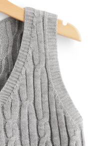 SHEIN Unity Cable Knit Sweater Vest - Grey - View 4