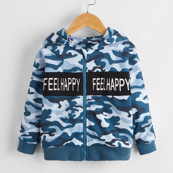 

Toddler Boys Letter Graphic Camo Print Hoodie, Multicolor