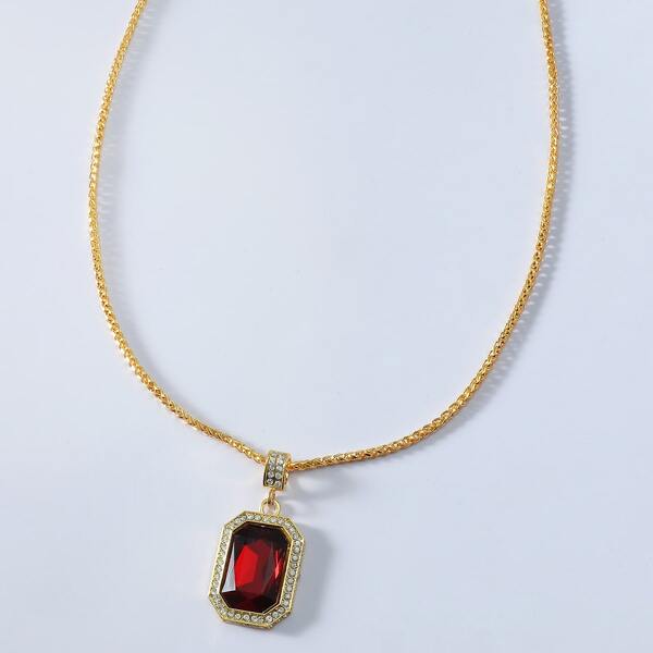 

Men Gemstone Pendant Necklace, Red