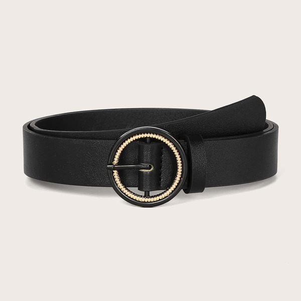 

Round Buckle Belt, Black