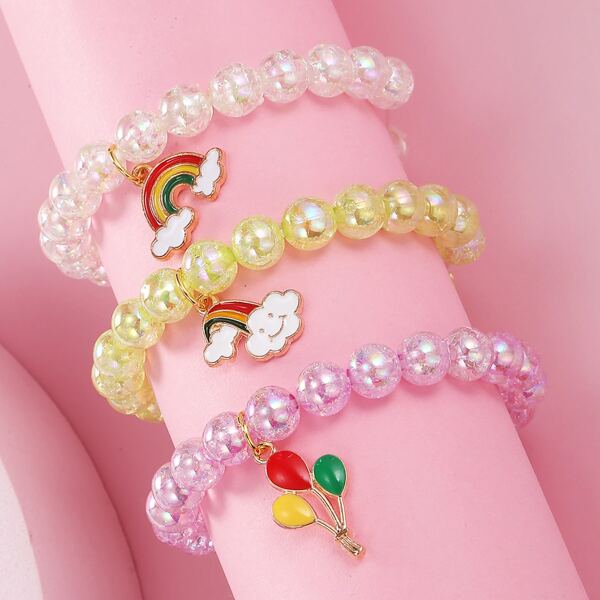 

3pcs Girls Beaded Bracelet, Multicolor