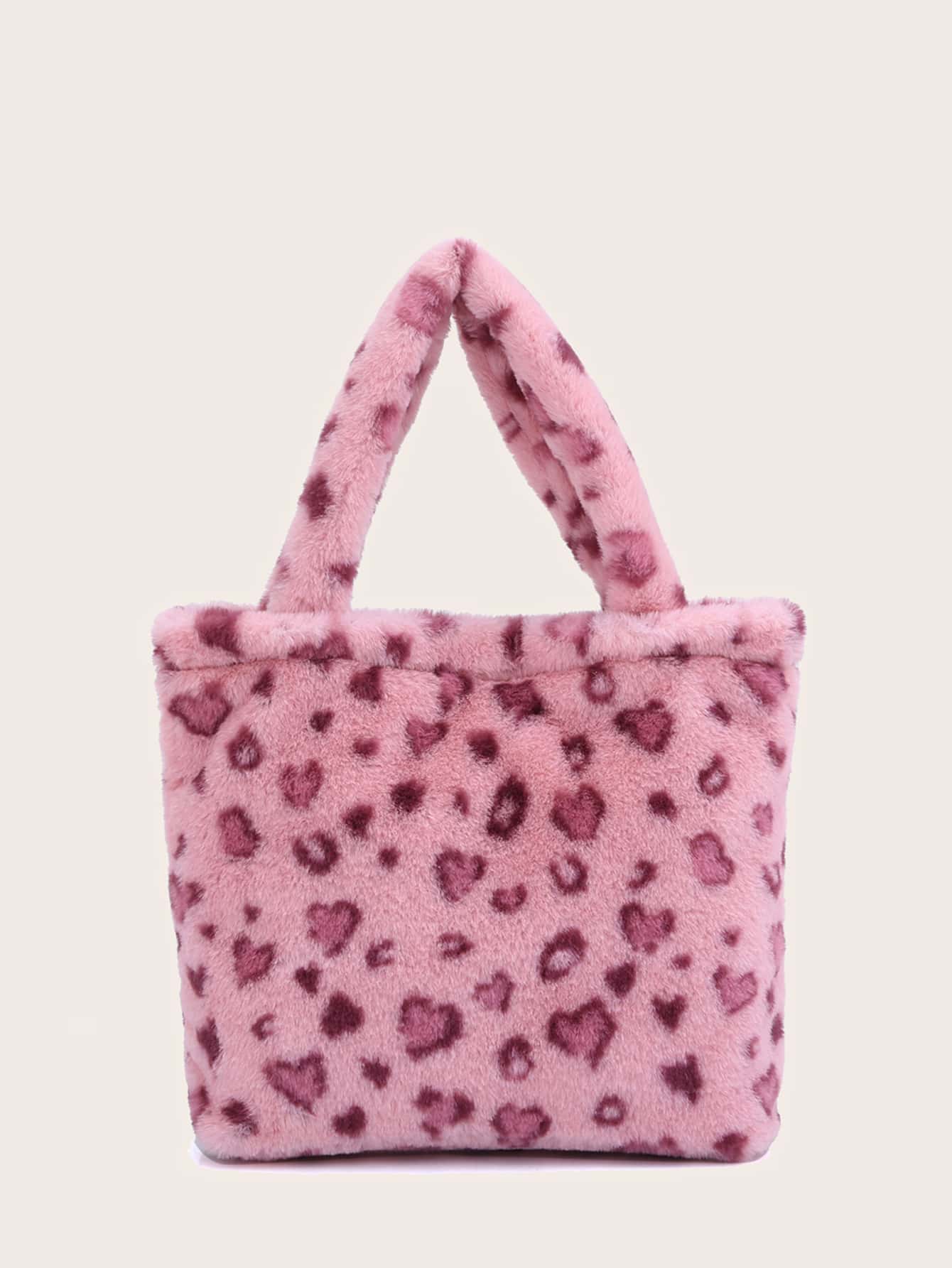 fluffy pink leopard print bag