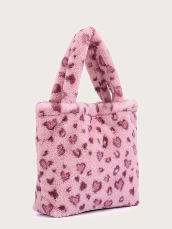 fluffy cheetah print tote bag