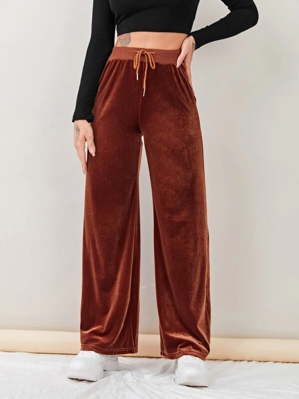 straight leg velvet pants