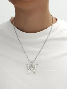 Fashionable and Popular Men Butterfly Pendant Necklace Alloy for Jewelry Gift and for a Stylish Look - Silver - View 1