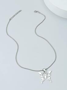 Fashionable and Popular Men Butterfly Pendant Necklace Alloy for Jewelry Gift and for a Stylish Look - Silver - View 2