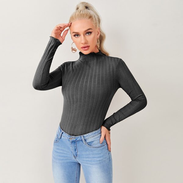 

Lettuce Edge Mock-neck Tee, Dark grey
