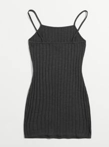 Muchica Vestido ajustado unicolor tejido de canalé - Gris Oscuro - Ver 2