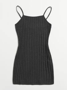 Muchica Vestido ajustado unicolor tejido de canalé - Gris Oscuro - Ver 4