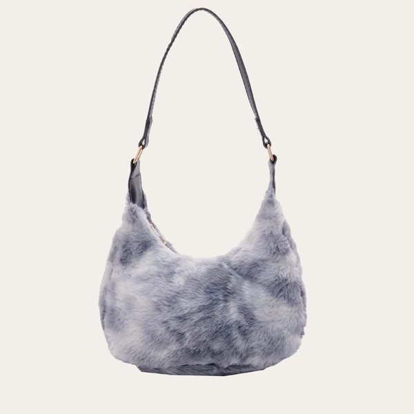 

Ombre Fluffy Baguette Bag, Blue and white