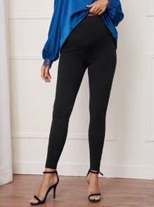 SHEIN Quần cạp zip viền dành cho bà bầu - màu đen - Xem 4