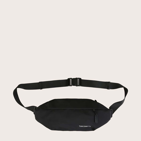 

Men Letter Graphic Fanny Pack, Black