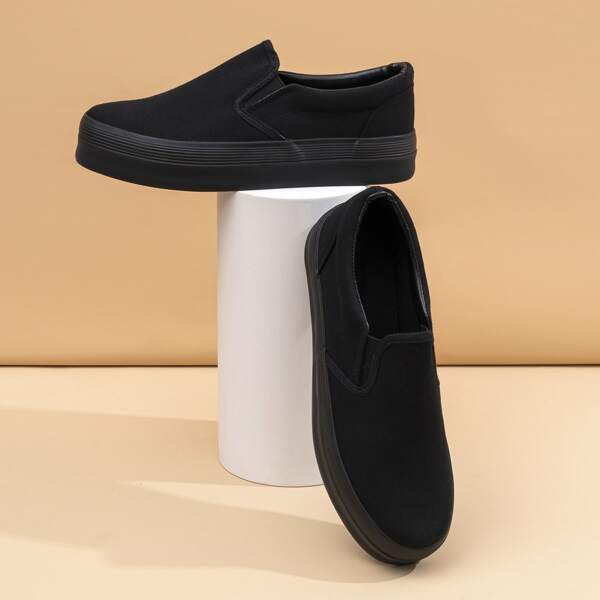 

Minimalist Slip On Canvas Shoes, Black