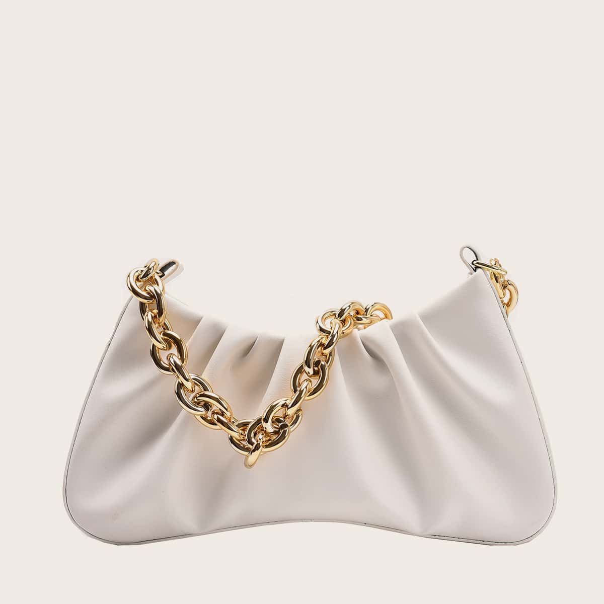 

Minimalist Ruched Bag, Beige
