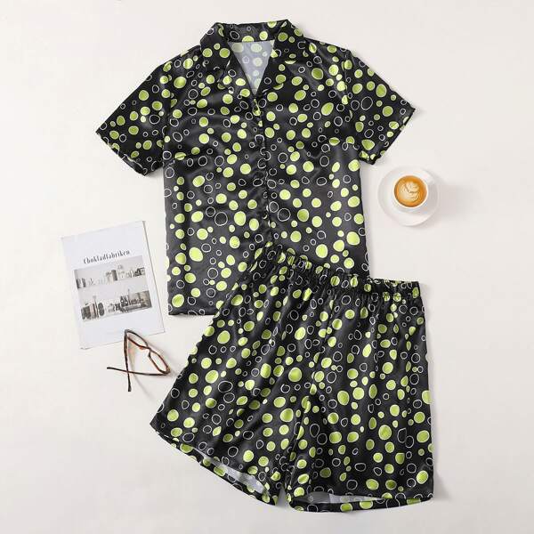 

Plus Satin Polka Dot Pajama Set, Multicolor