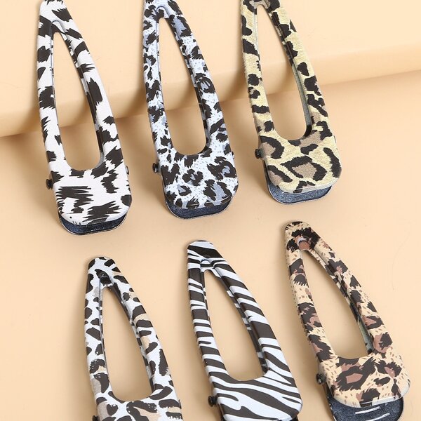 

6pcs Leopard Pattern Hair Clip, Multicolor