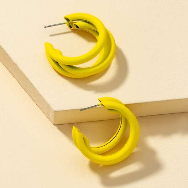 

Layered Cuff Hoop Earrings, Yellow