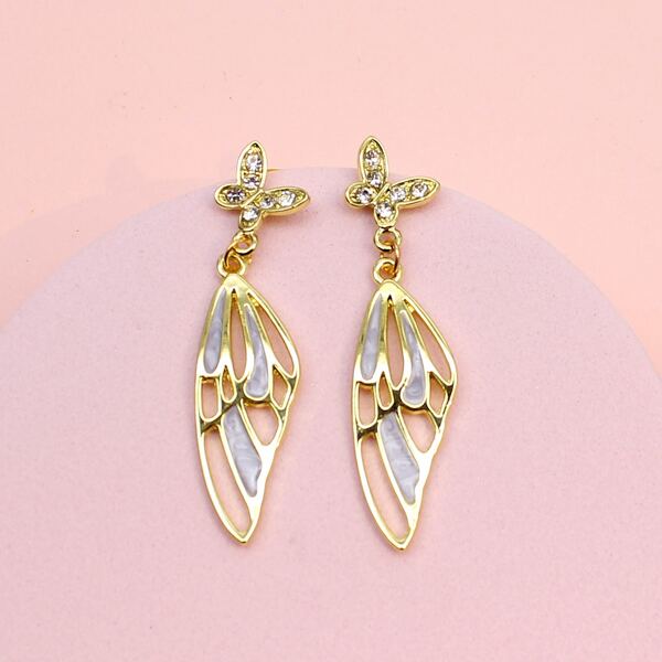 

Butterfly Decor Wing Drop Earrings, Mauve purple