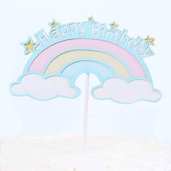

1pc Rainbow Shaped Cake Topper, Baby blue
