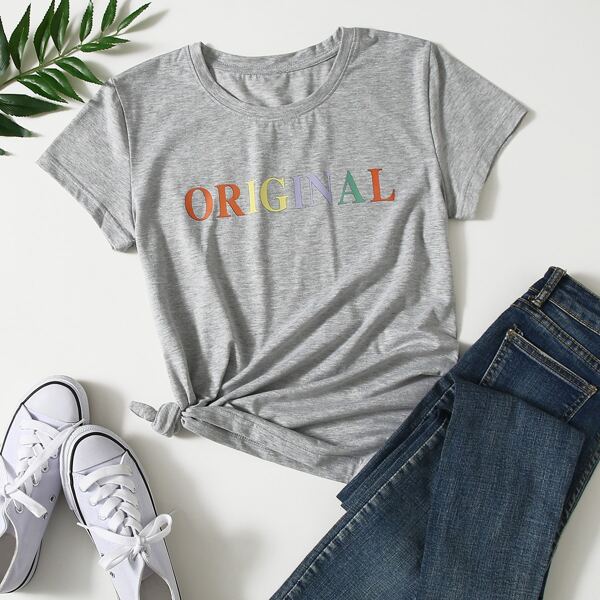 

Letter Graphic Short Sleeve Tee, Grey