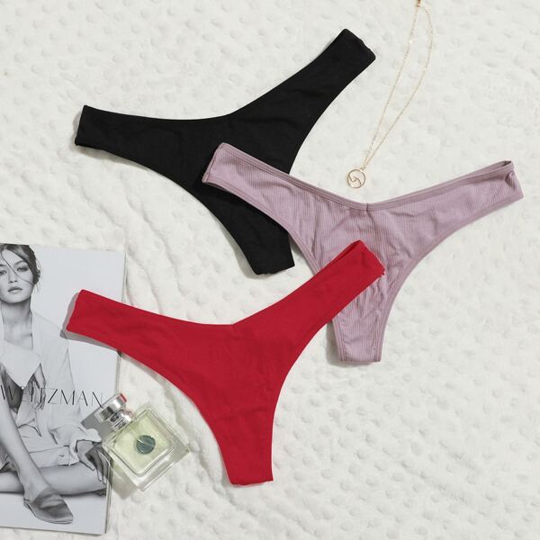

3pack Rib Panty Set, Multicolor