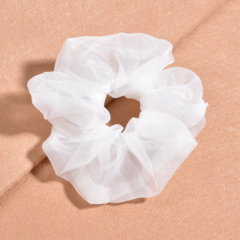 

Solid Mesh Scrunchie, White