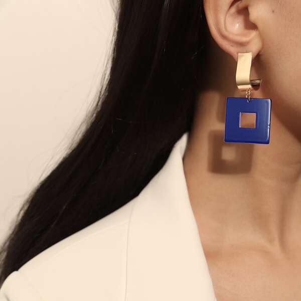 

Geo Drop Earrings, Blue