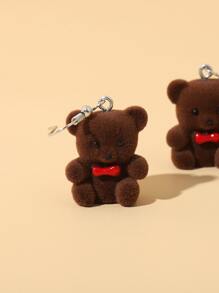 Bear Drop Earrings - Brown - View 3