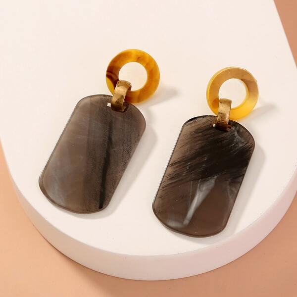 

Color Block Geo Drop Earrings, Multicolor