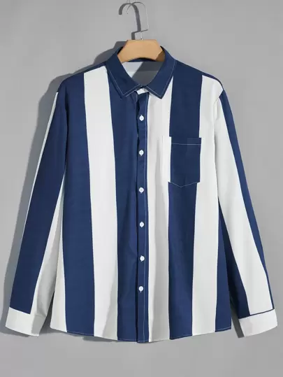 Camisas para hombre | Camisas para hombre Ofertas Online | ROMWE Camisa de hombres con retazo con estampado azteca | Mode de